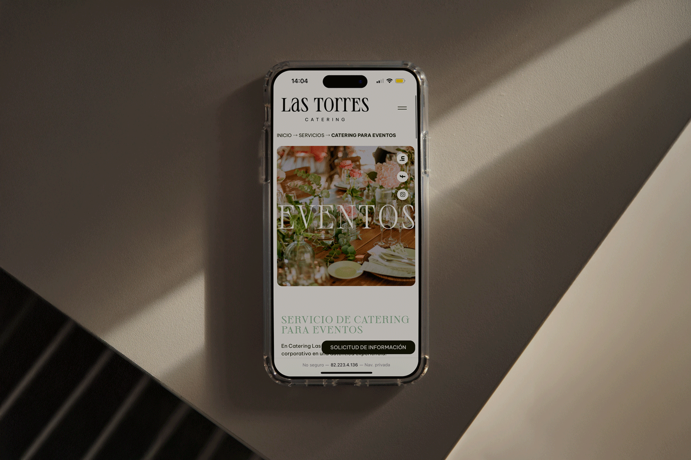 Mockup responsive de la web de Catering Las Torres diseñada por KOA